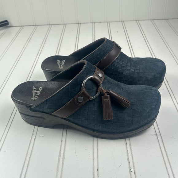 Dansko Shandi Black Leather Tassel Mule Clogs Women’s Size 7.5-8 - Picture 2 of 10